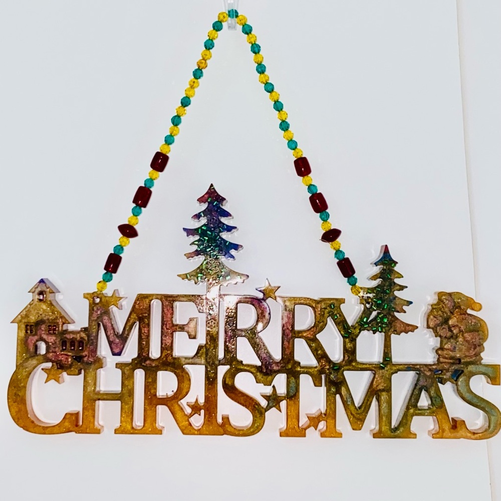Festive Merry Christmas Hanging Sign